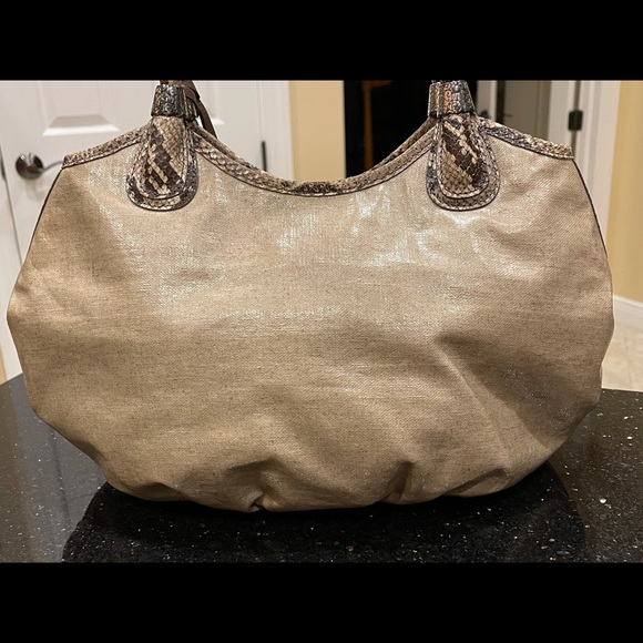 BRIGHTON Tan Faux Snakeskin Lthr Shoulder Bag Set - Picture 5 of 11